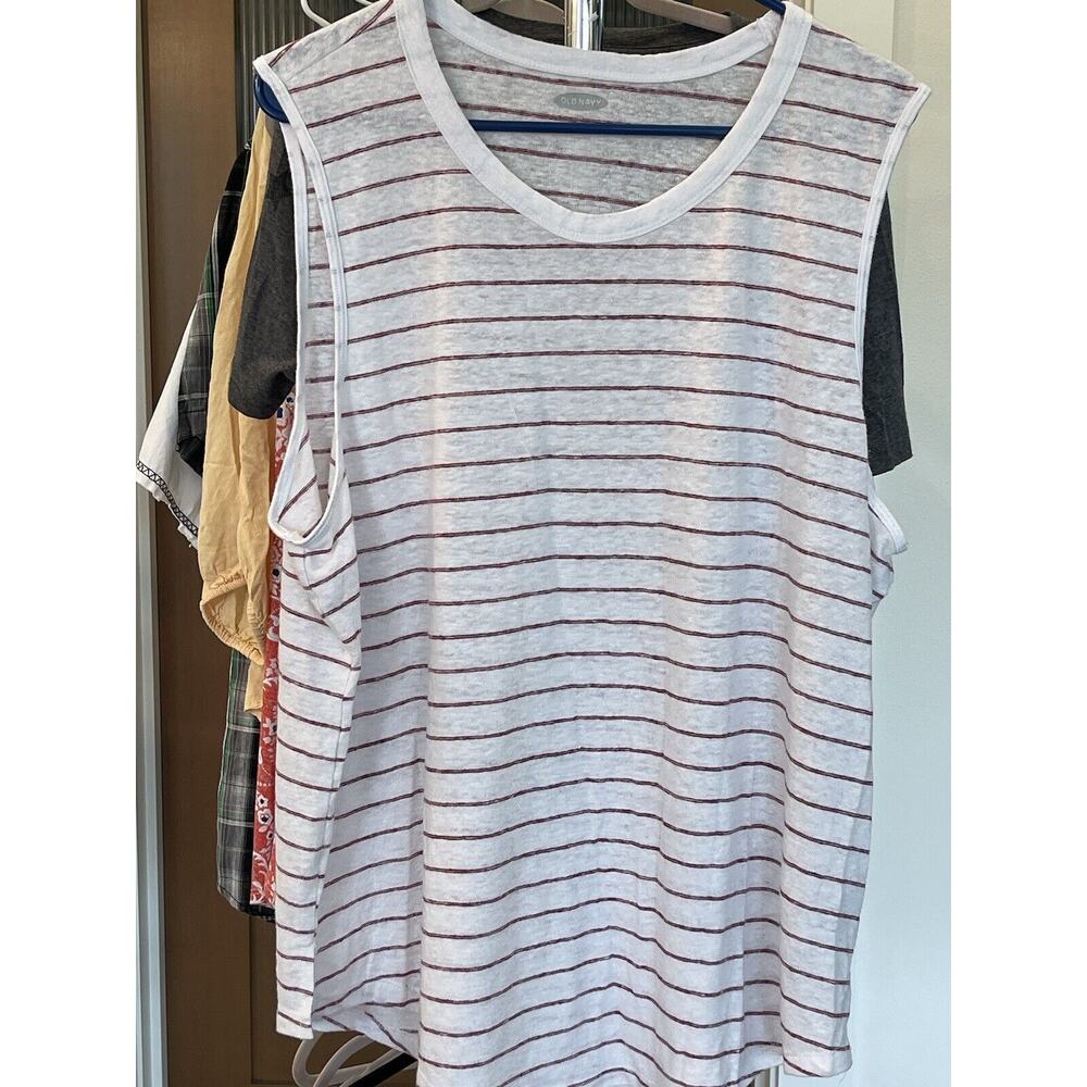 Old Navy Women’s 100% Cotton Striped Tank‎ Top, Red & White, Size XXL